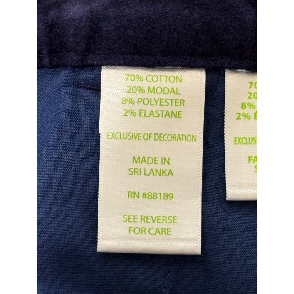 Lilly Pulitzer Velvet Short Adie Navy Blue Embroidered Gold Pineapple Size 2 - Picture 7 of 8